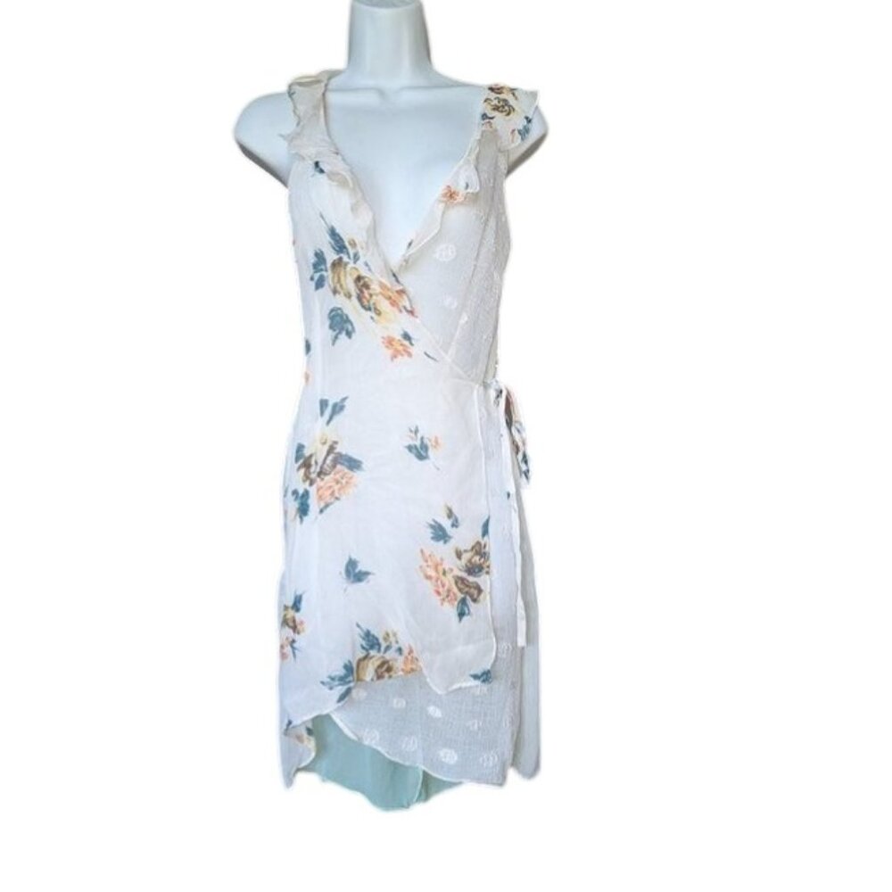 *3 FOR $9* Semi Sheer Sleeveless Wrap Tie Side Ruffled Lacy Gauze Ruffled Dress